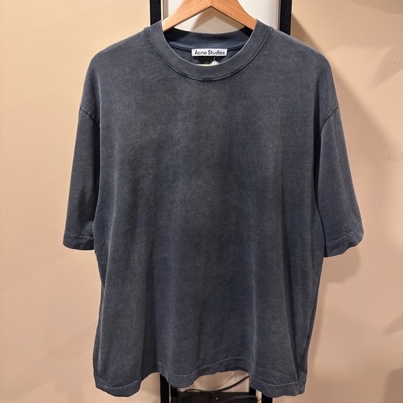 Acne Studios Relaxed Vintage Fade Graphite Crew Neck Tee - Picture 1 of 12